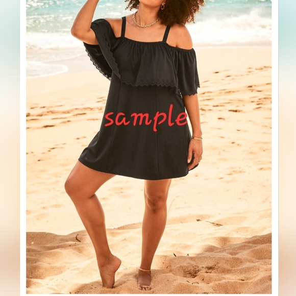 Fit4U Black Off-Shoulder Swim Dress - Picture 5 of 5